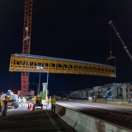 Truss being lifted. Jewell Pedestrian Bridge Construction - Hamon Infrastructure 2026